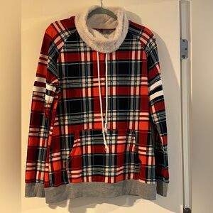 Red Plaid Pullover Hoodie